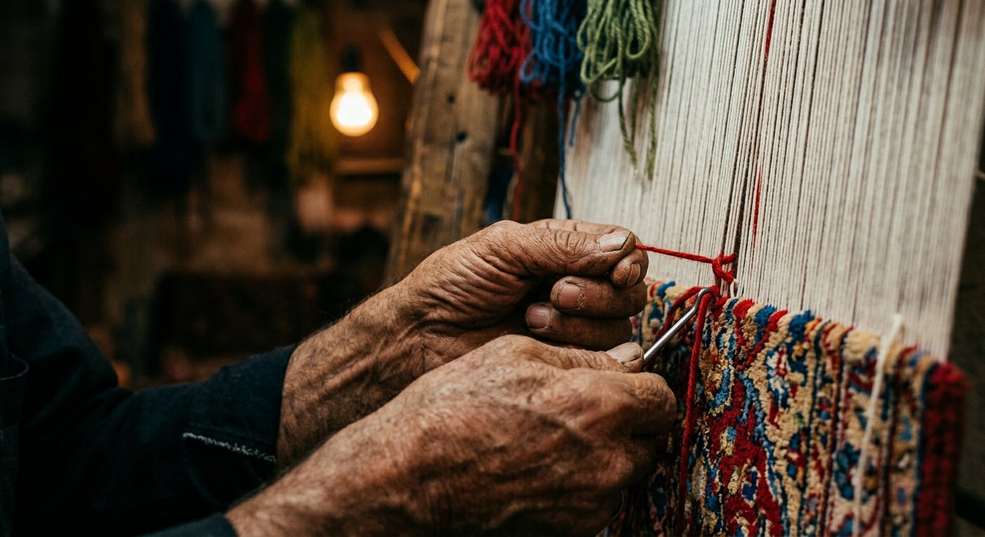 Hand-knotted carpet workshop